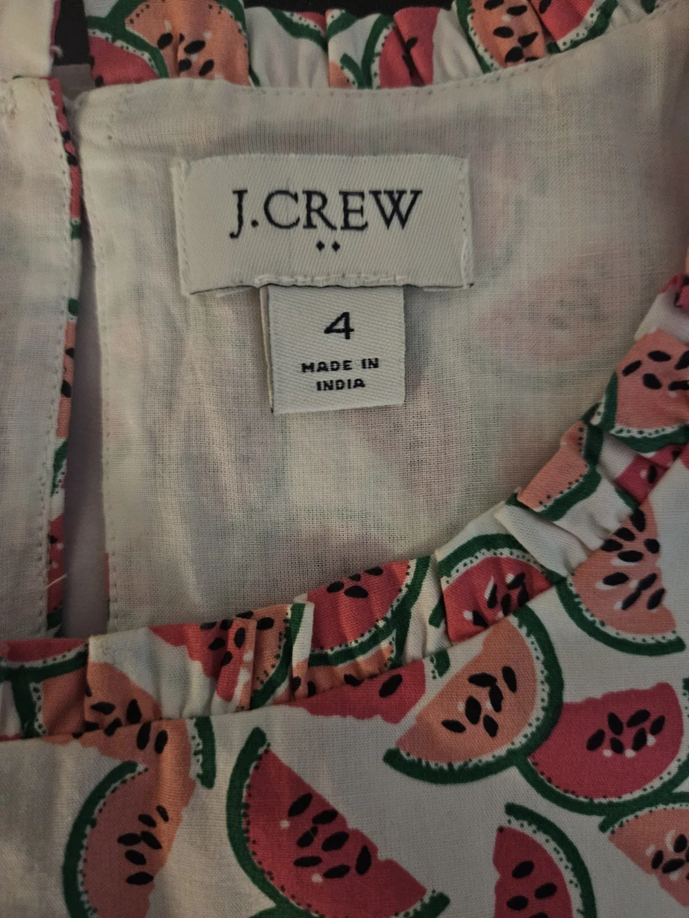 J.Crew Watermelon Print Tiered Mini Dress Size 4 Pink Sleeveless Cotton Blend